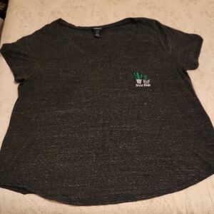Torrid Charcoal Short Sleeve Tee with Cactus Embroidery
